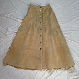 Vintage Frontier Collection Western Brown Pig Split Leather Skirt — Made in USA